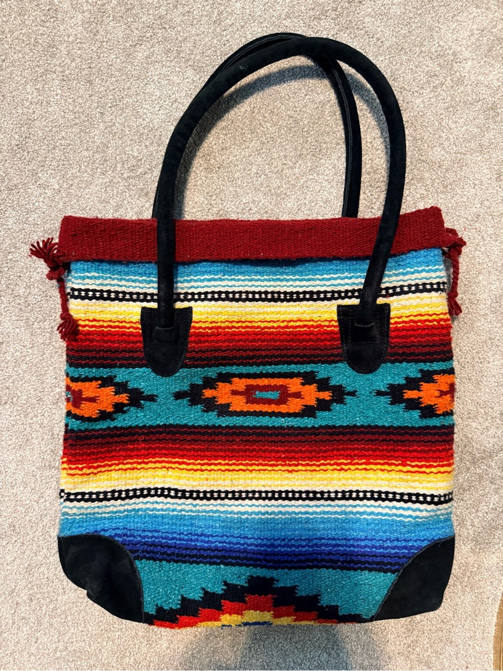 Oversized Southwestern Serape Woven Tote Bag